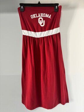 Klutch Oklahoma Sooners OU Strapless Smocked Dress L Colorblock Licensed Couture